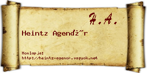 Heintz Agenór névjegykártya